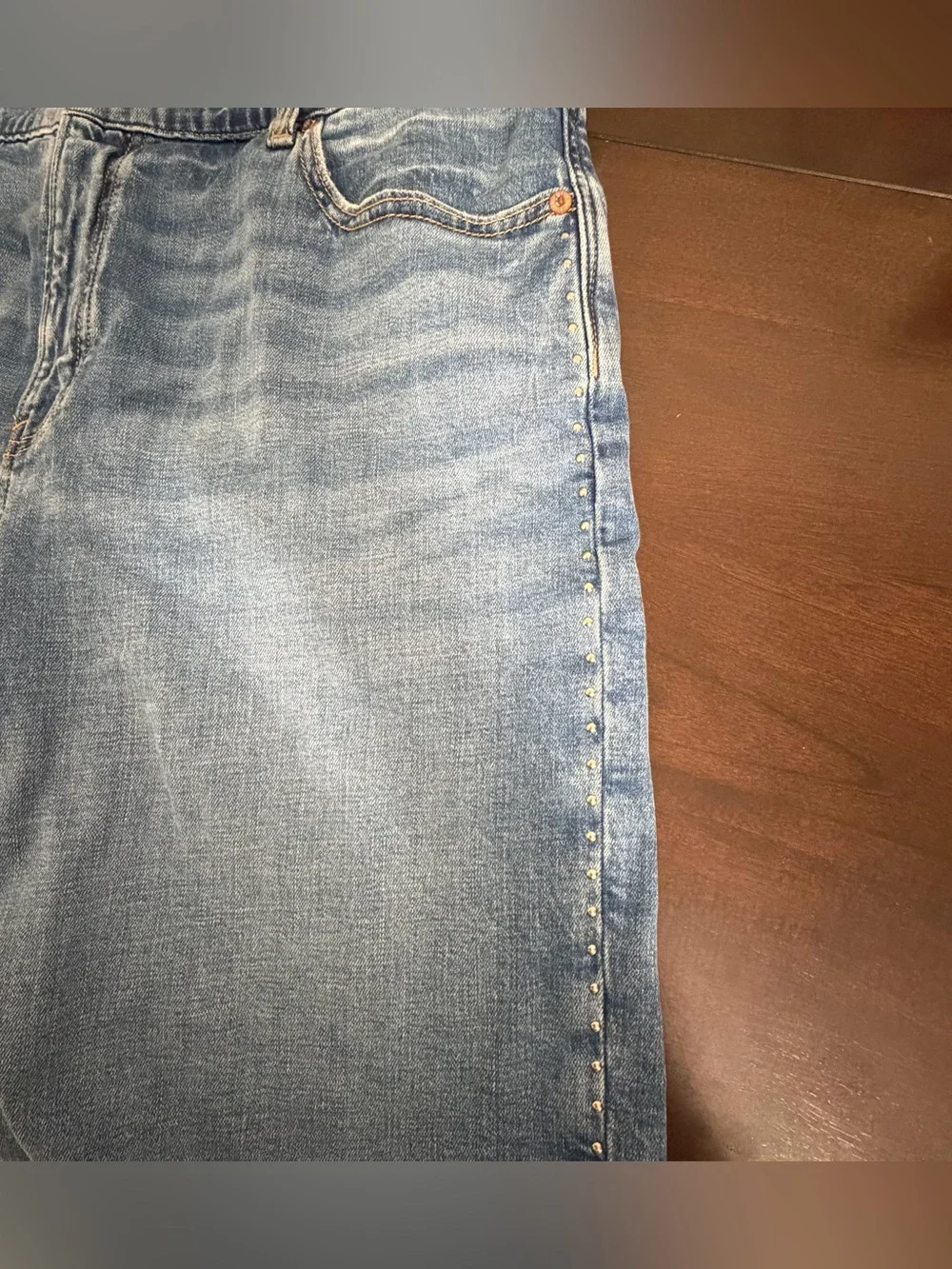 American Eagle Size 16 Studded Denim Bermuda Jorts Stretch Raw Hem